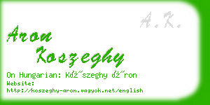 aron koszeghy business card